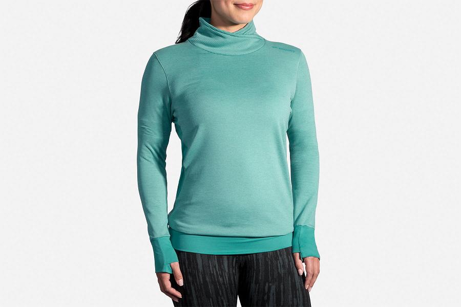 Brooks Notch Women Apparel & Long Sleeve Running Shirt Green AXJ074986